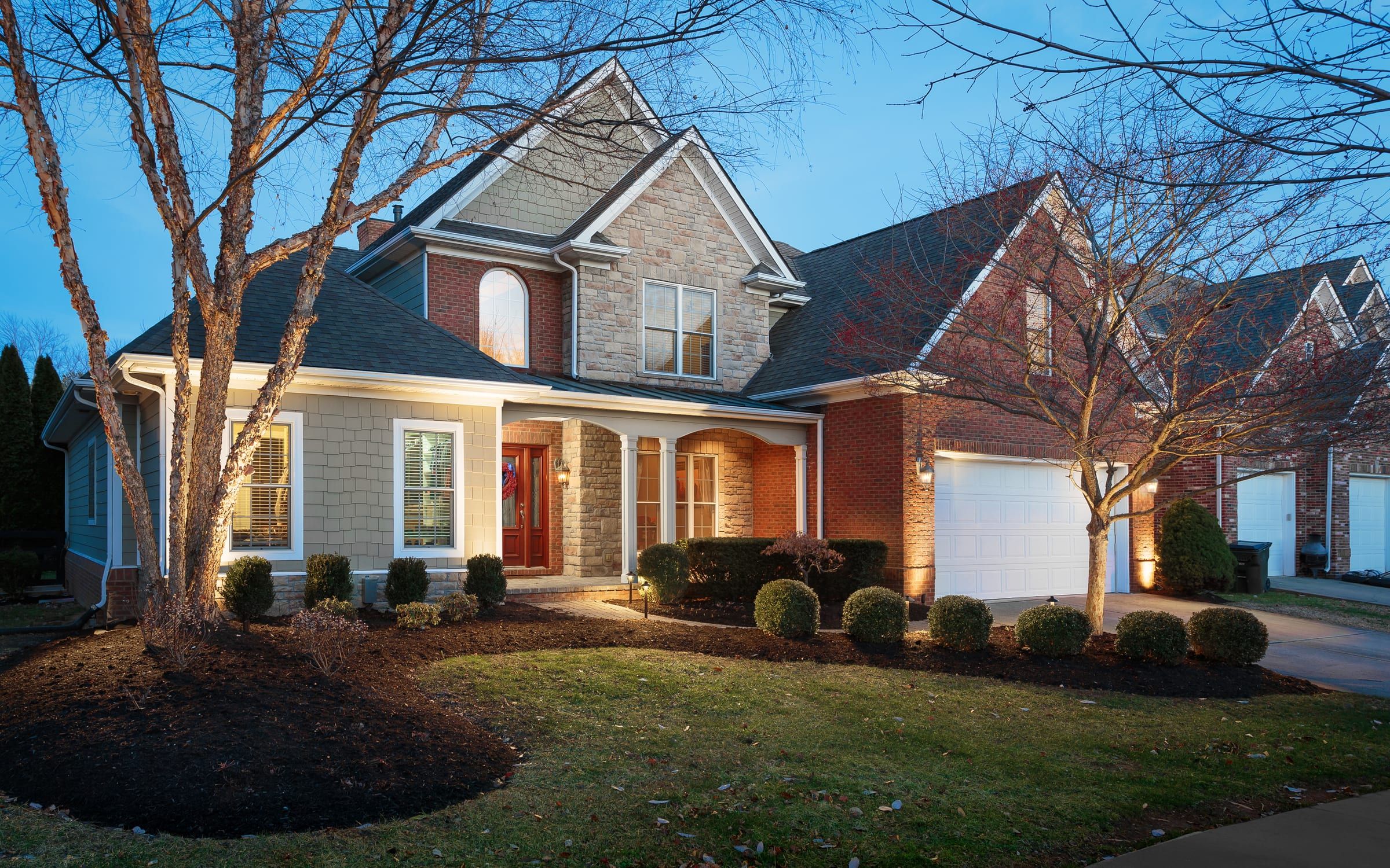 Central Kentucky home at twilight