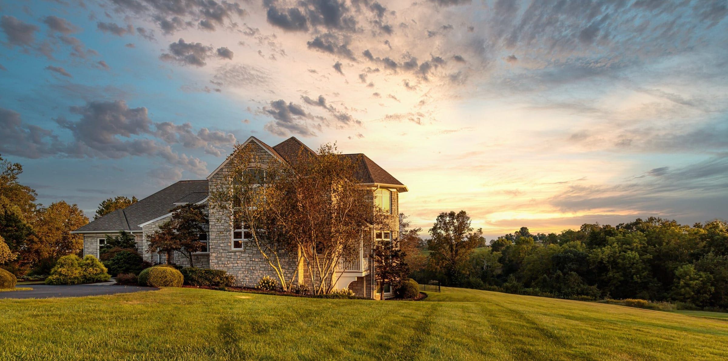 Central Kentucky home at golden hour